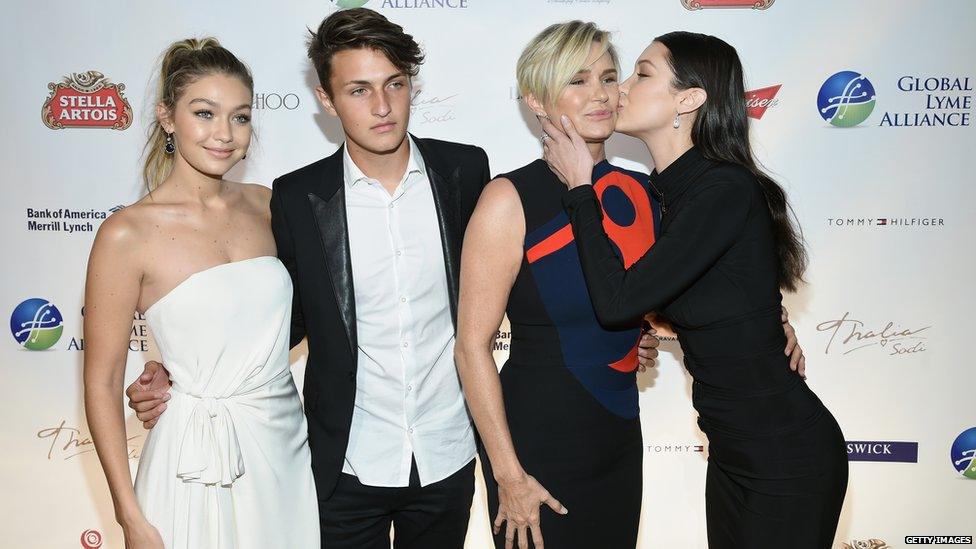 Gigi Hadid, Anwar Hadid, Yolanda Foster and Bella Hadid attend the Global Lyme Alliance