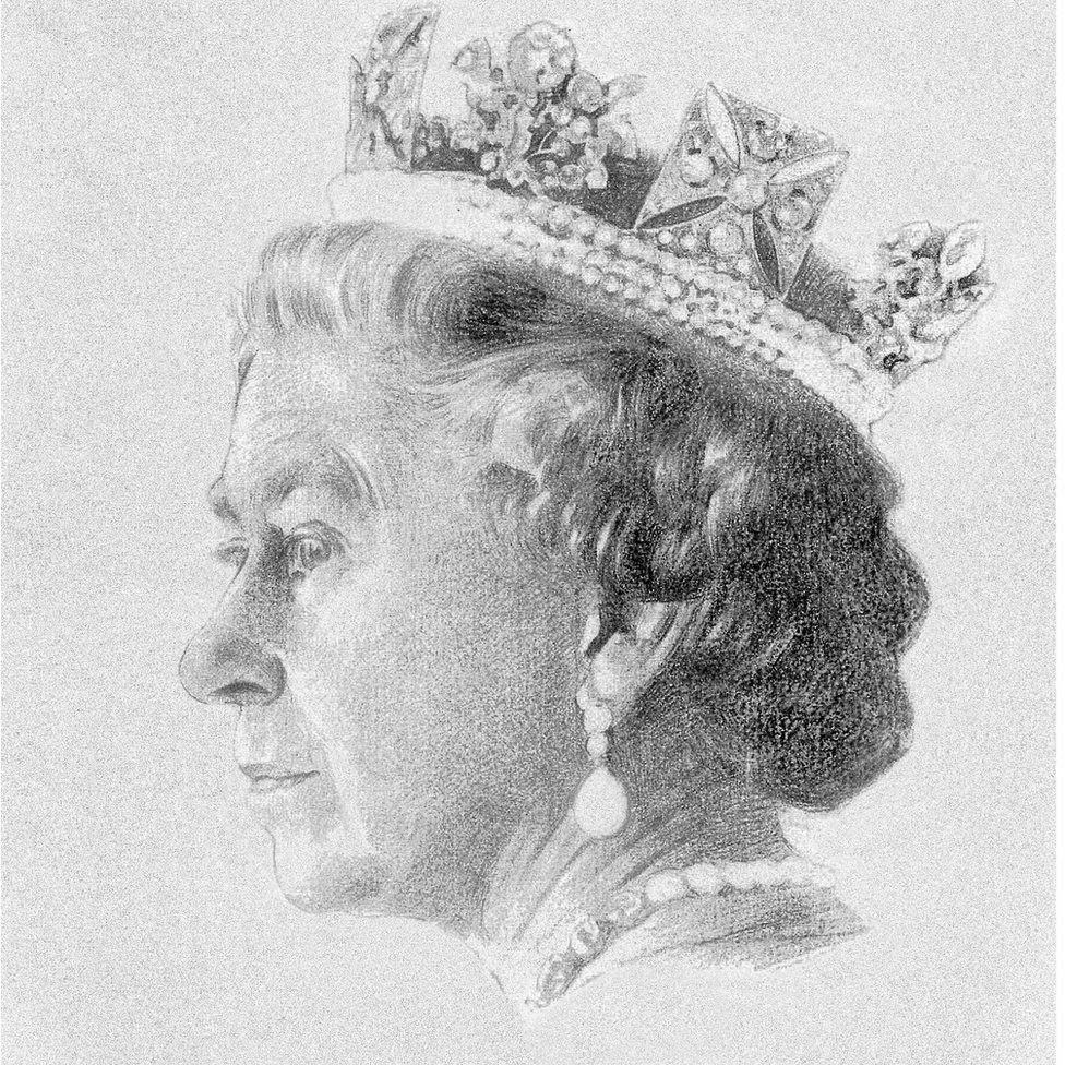 Sketch of the Queen by Richard Stone