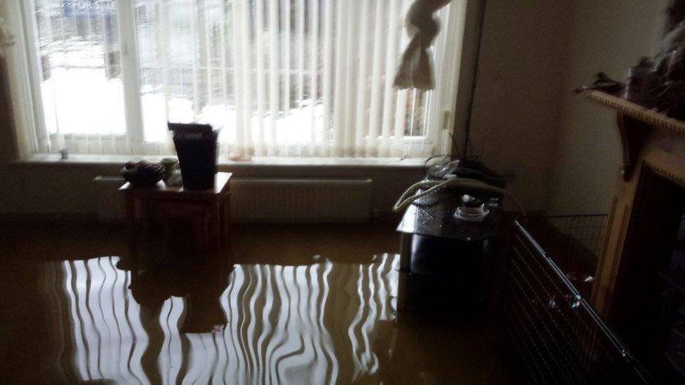 Flooding on the Glanrafon Estate in Bontnewydd, Gwynedd