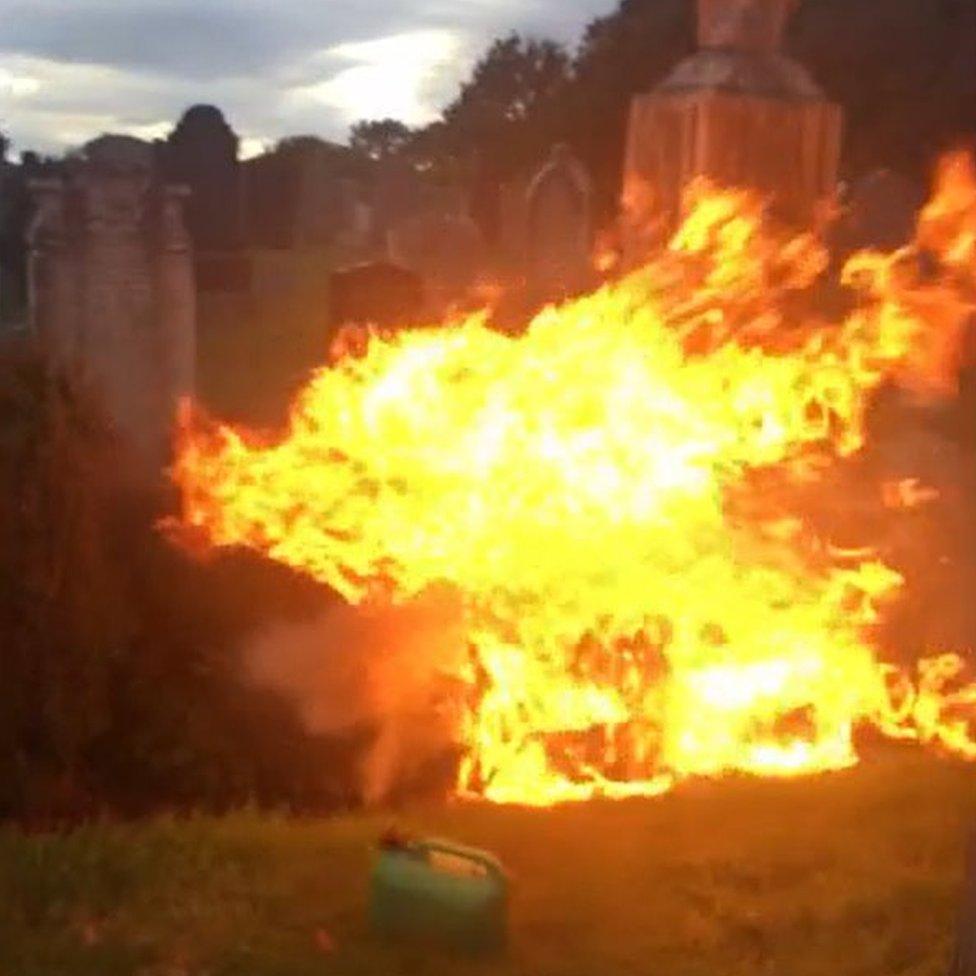 Headstone fire