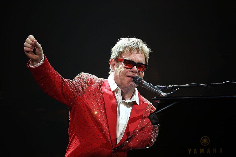 Elton John performing in New York on December 31, 2014