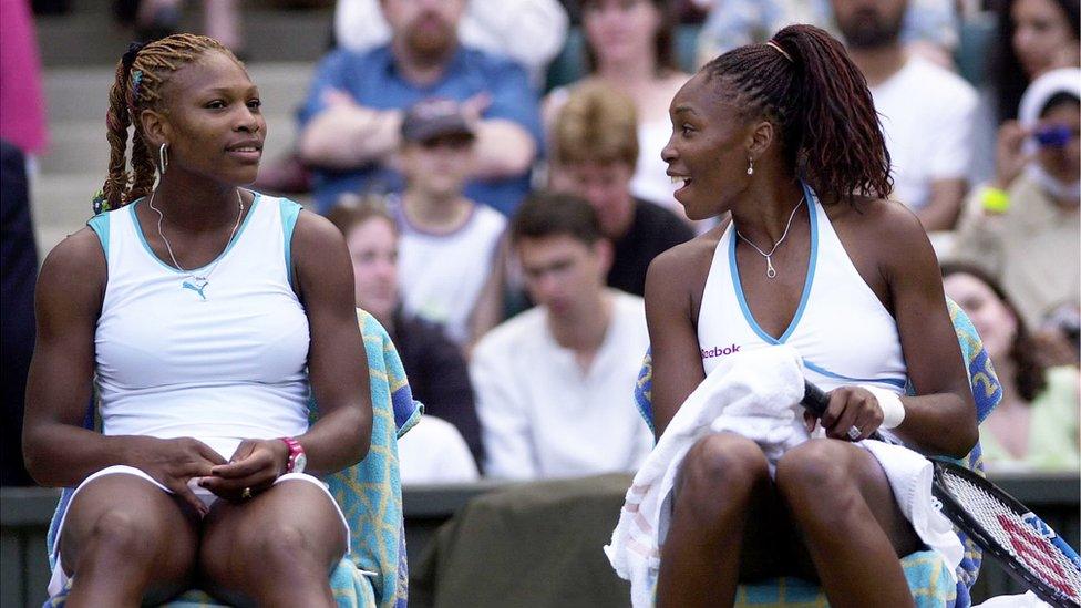 Serena Williams (left) and Venus Williams (right) at Wimbledon in 2001.