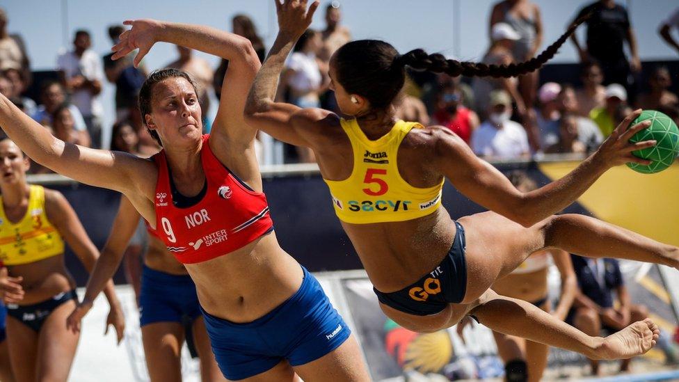 Norway v Spain at the European Beach Handball Championship