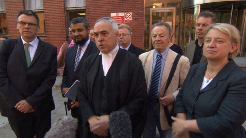 Sheffield tree protestors with John Cooper QC and Leader of the Green Party, Natalie Bennett