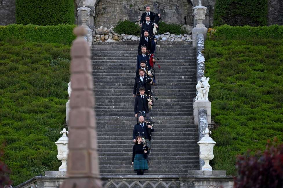 Pipers at the Dior show