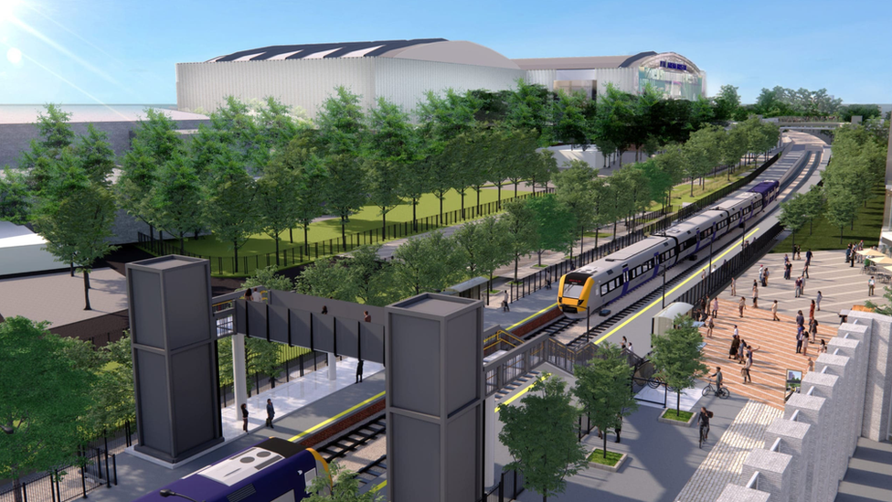 How North Filton train station, next to the new arena, would look