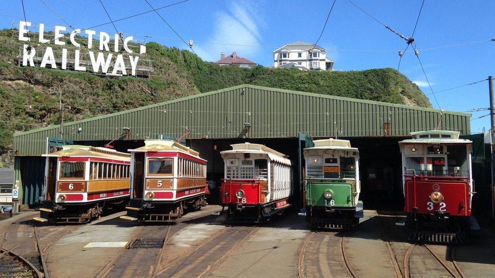 Trams at Derby Castle terminus