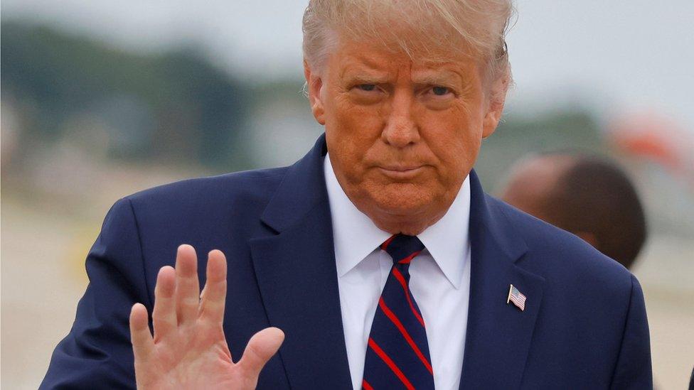 US President Donald Trump at Cleveland Hopkins International Airport in Cleveland, Ohio, 29 September 2020