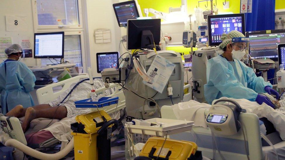 Critical Care staff take care of Covid-19 patients at King's College Hospital in London