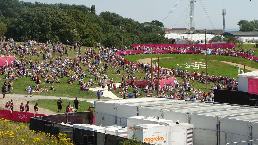 Aggreko generators at the Hadleigh Farm cross-country cycling venue in 2012