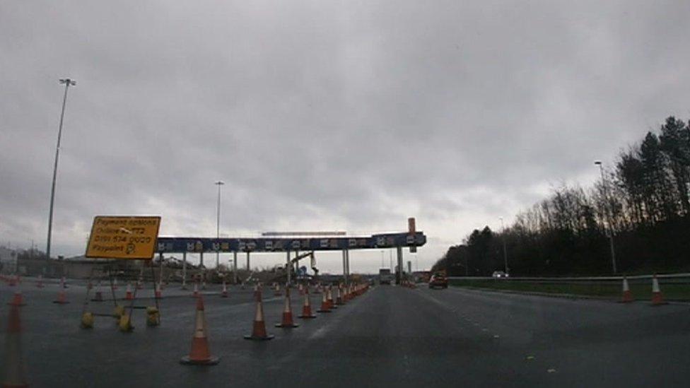 Signage on run-up to the Tyne Tunnel