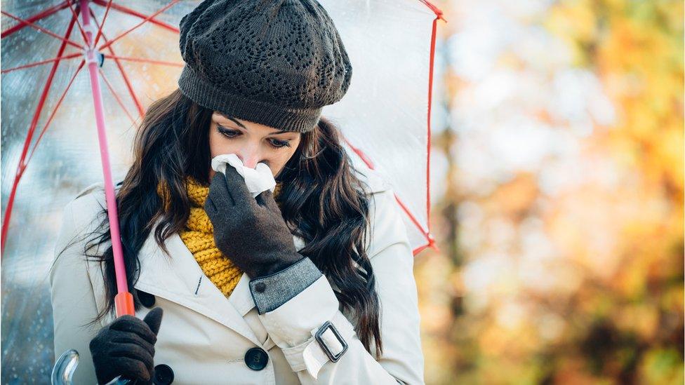 Woman with a cold