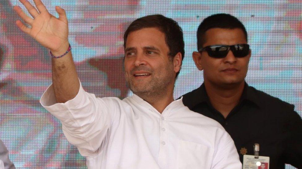 President of Indian National Congress (INC) Rahul Gandhi during election campaign rally at Bandanwara Village Near Ajmer, Rajasthan, India on 25 April 2019.