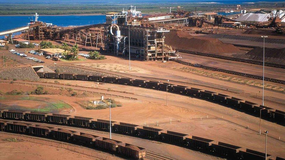 BHP Billiton iron ore depot in Port Headland, Australia