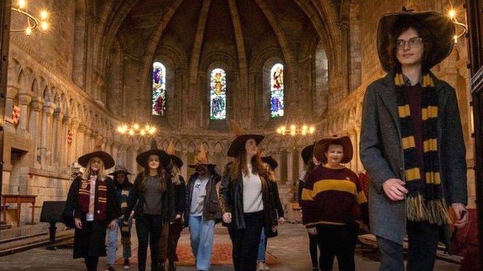 Would-be wizards at Durham Cathedral