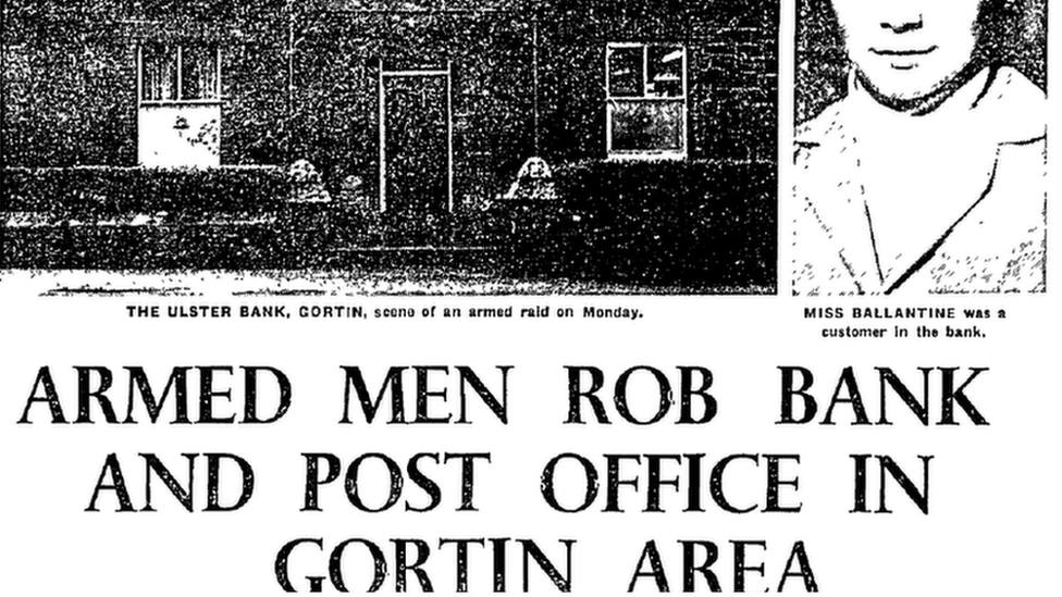 Newspaper clipping of Gortin bank robbery