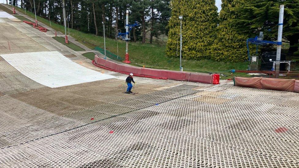 Caolan McConville practicing on the slopes