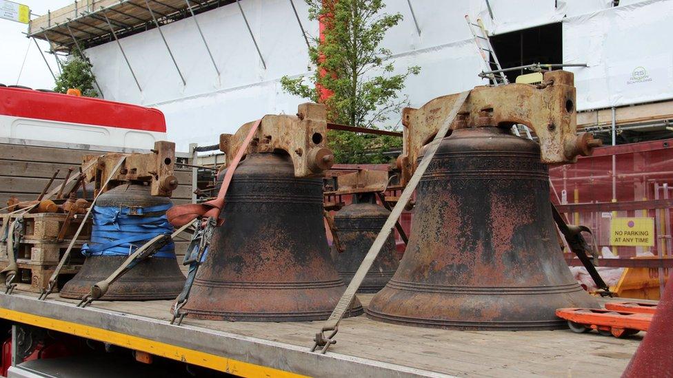 the damaged church bells