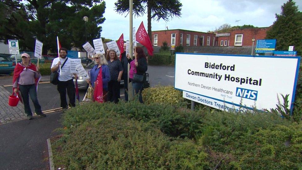 Protest at Bideford Hospital