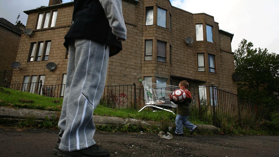 Young boys playing on an estate