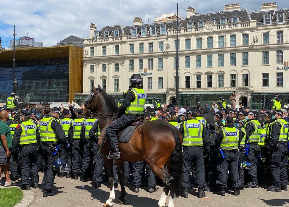 Police at protest