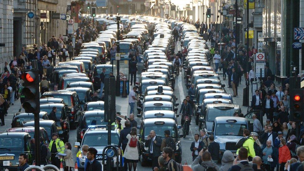 Black cab protest in London