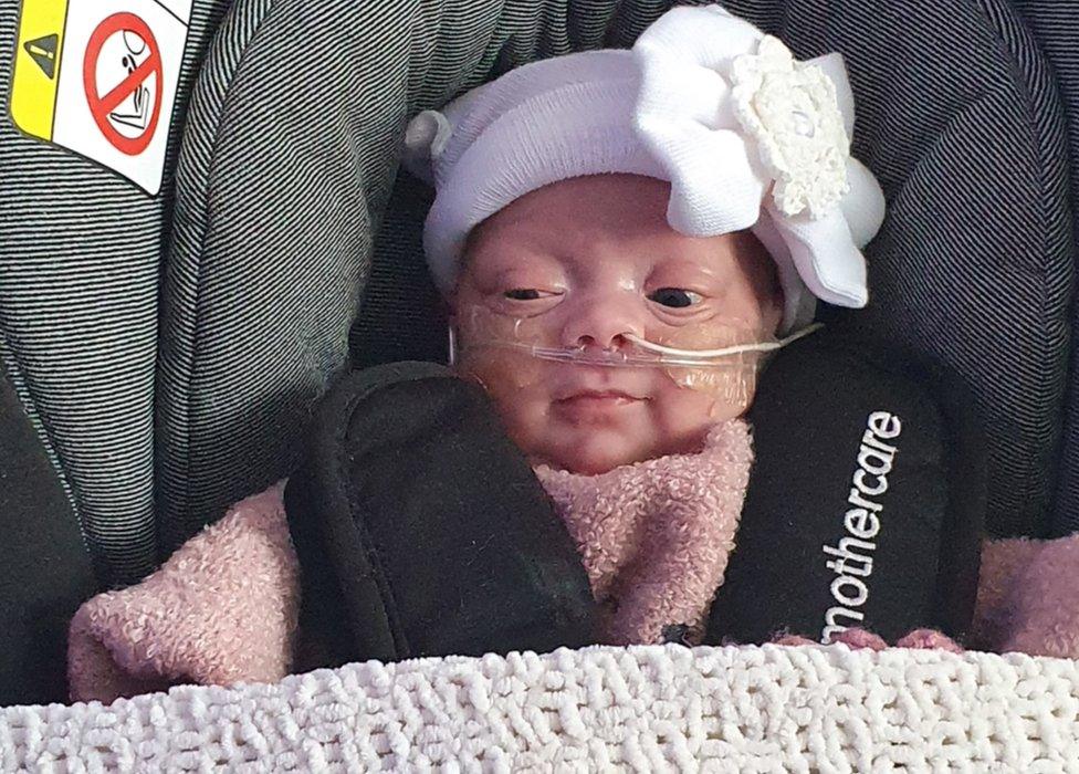 Lilly Rae leaving hospital