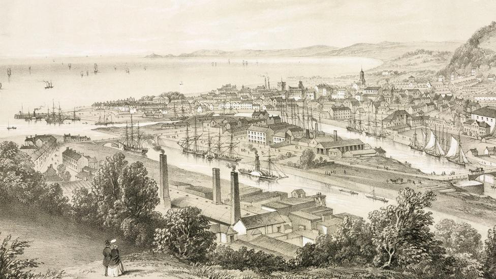 A view of the port of Swansea from the mid 1850s