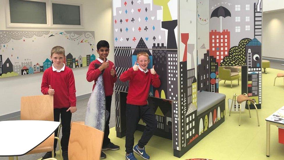 Pupils from Craigour Park Primary school at the new Royal Hospital for Sick Children