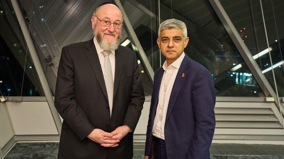 Chief Rabbi Sir Ephraim Mirvis with Sadiq Khan in October