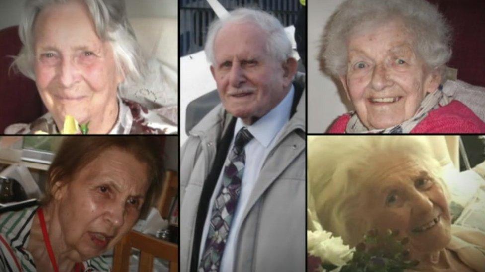 Shirley Parsons (top left), Janet Hills (bottom left), Francis Chapman (centre), Valerie Dickson (top right), Margaret Hunter (bottom right)