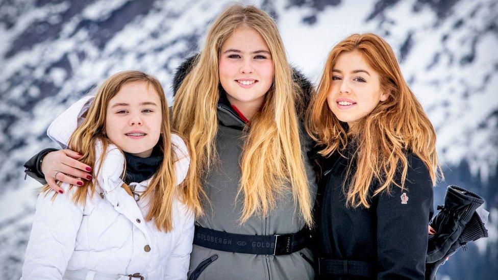 (L-R) Princess Ariane of The Netherlands, Princess Amalia of The Netherlands, Princess Alexia of The Netherlands