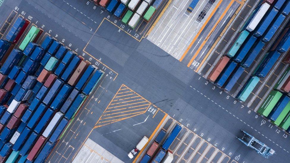 A stock image of shipping containers