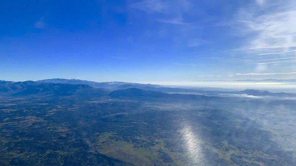 Flying over Spanish mountains