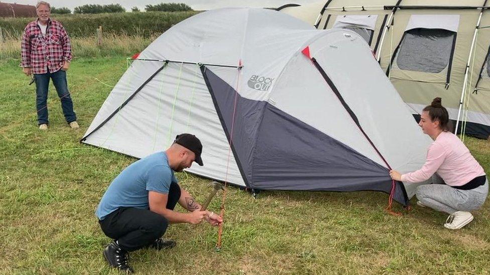 Campers at Bedruthan Steps in north Cornwall are being moved