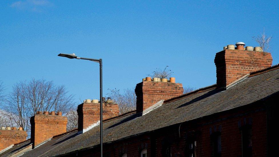 A row of house roofs