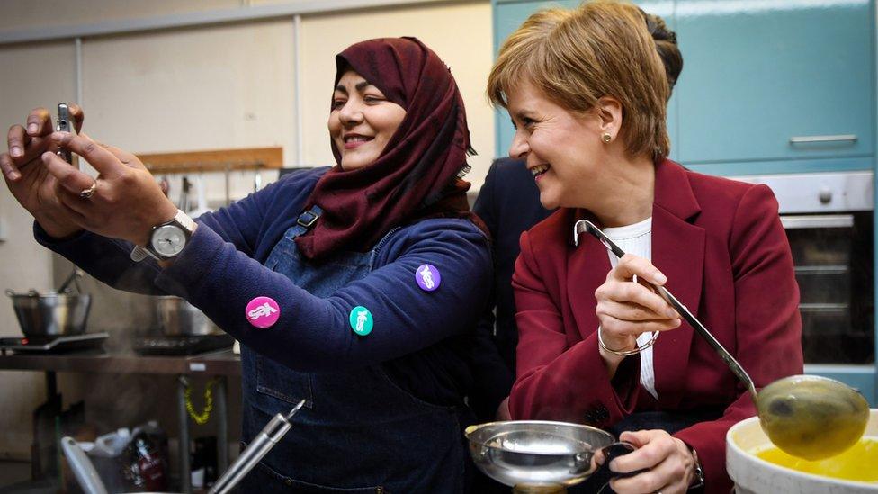 SNP leader Nicola Sturgeon at a campaign stop in Stirling (19 Nov)