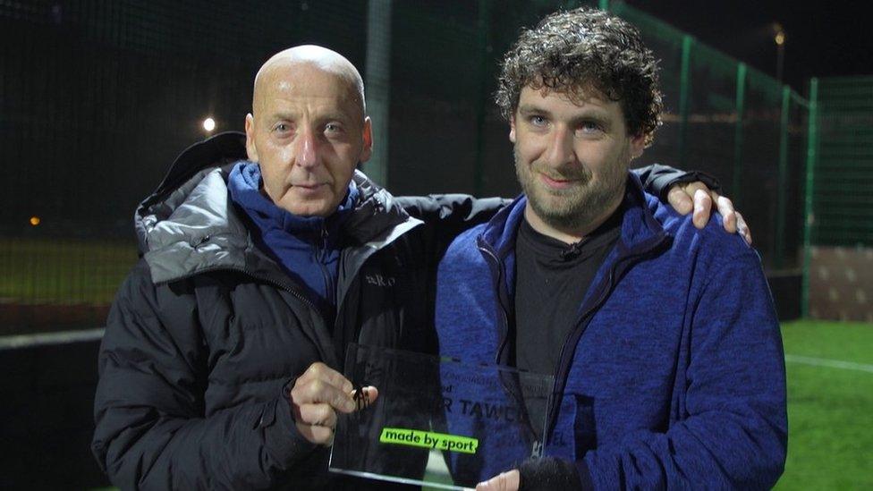 Mickey Thomas and football coach Delwyn Derrick, Wales' 2019 Unsung Hero