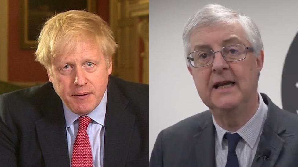 Boris Johnson a Mark Drakeford