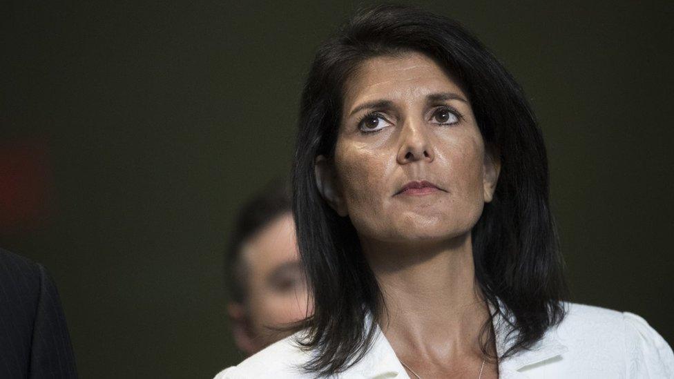 U.S. Ambassador to the United Nation Nikki Haley speaks to reporters at the United Nations headquarters, March 27, 2017 in New York City.