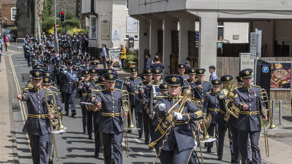 RAF Honington personnel march through Thetford