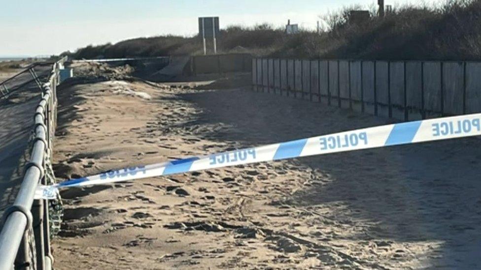 Police cordon on one of the beaches