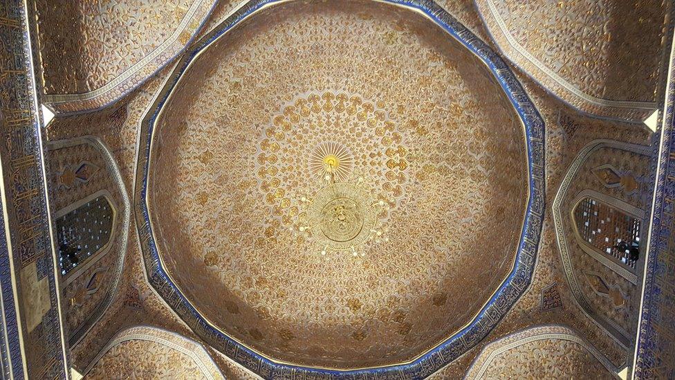 The magnificent ceiling in Tamerlane's tomb, Gur Emir