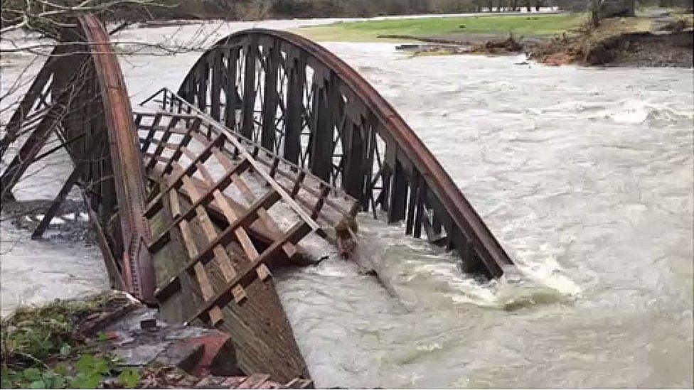 Washed away bridge in Cumbria