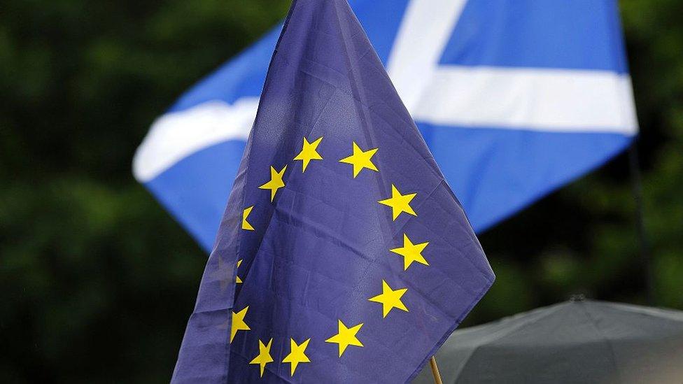 The EU and Scottish flags