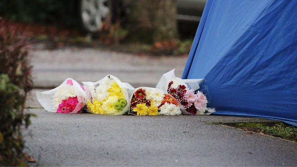 Flowers laid in road