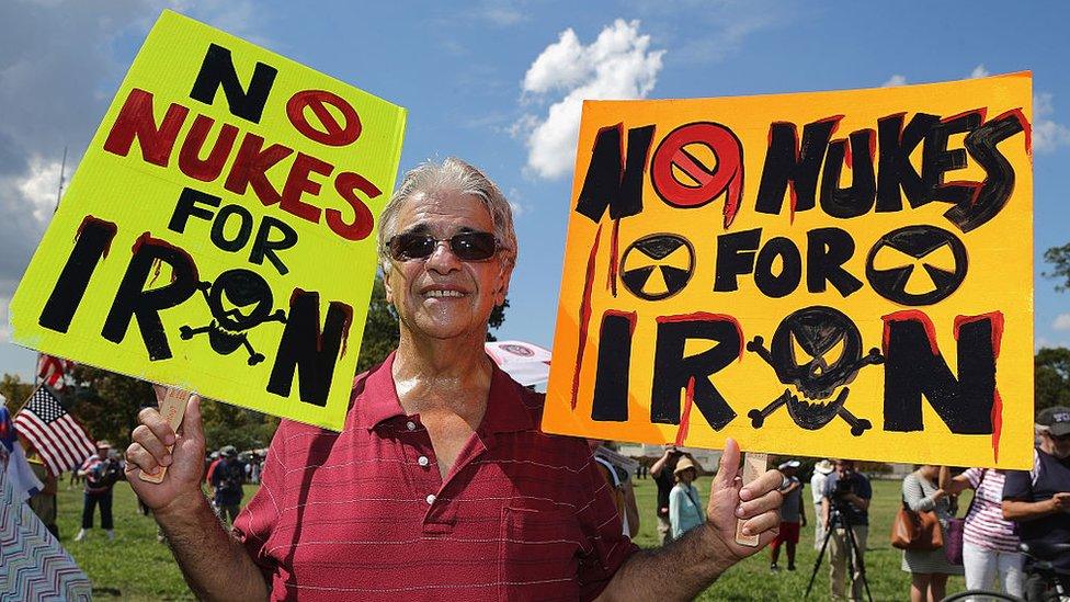 Tea Party supporters gather on the West Front Lawn for a rally against the Iran nuclear deal