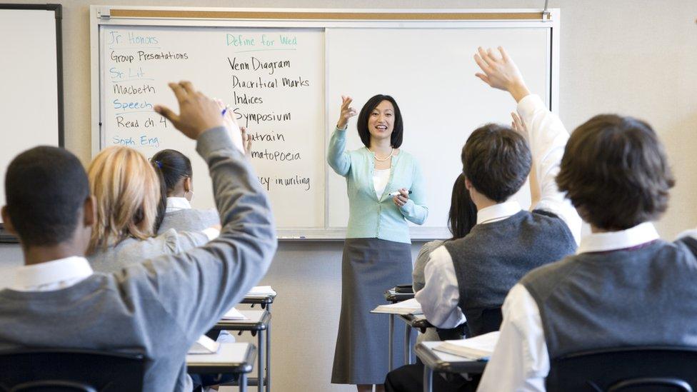 Teacher in front of a class