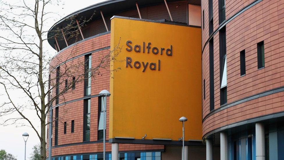 Image shows exterior of Salford Royal Hospital