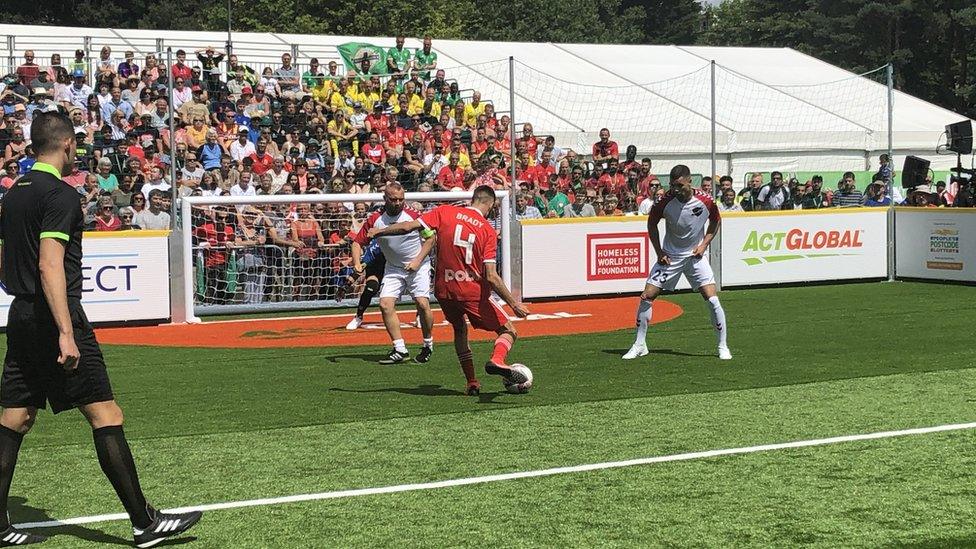 A football match in the Homeless World Cup